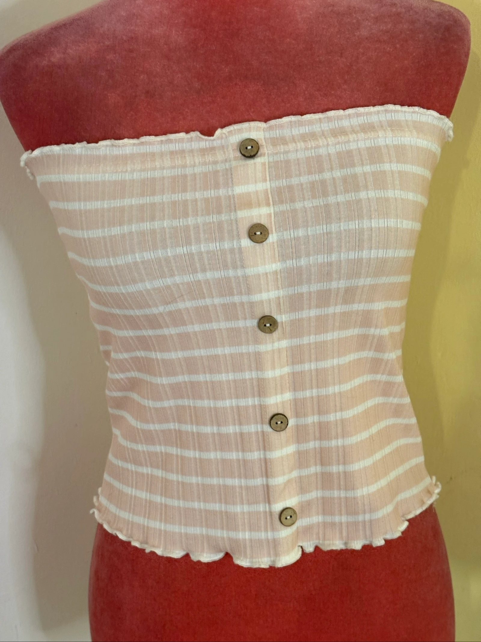 Roze gestreepte Tomara-que-Caia top met knopen – photo 2